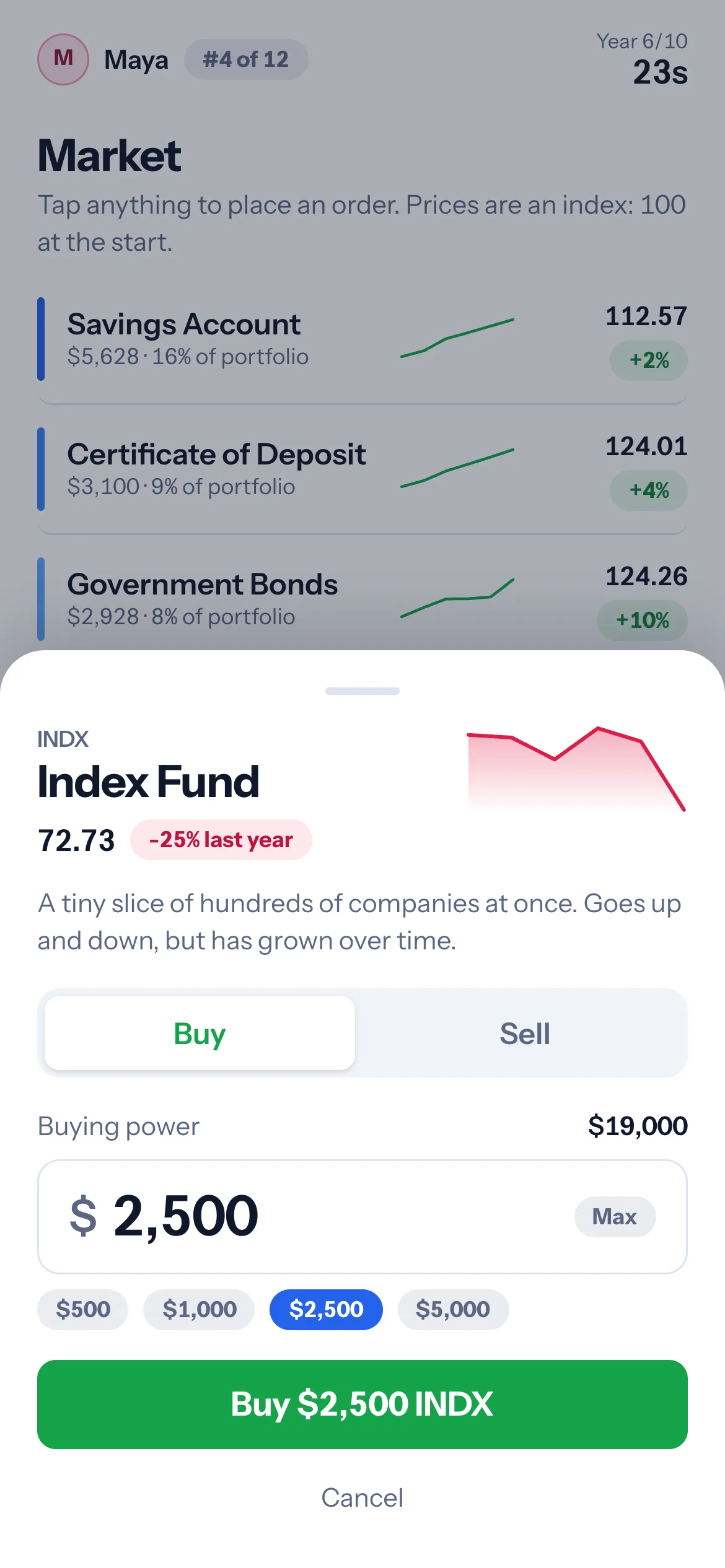 Investorama: a student's phone