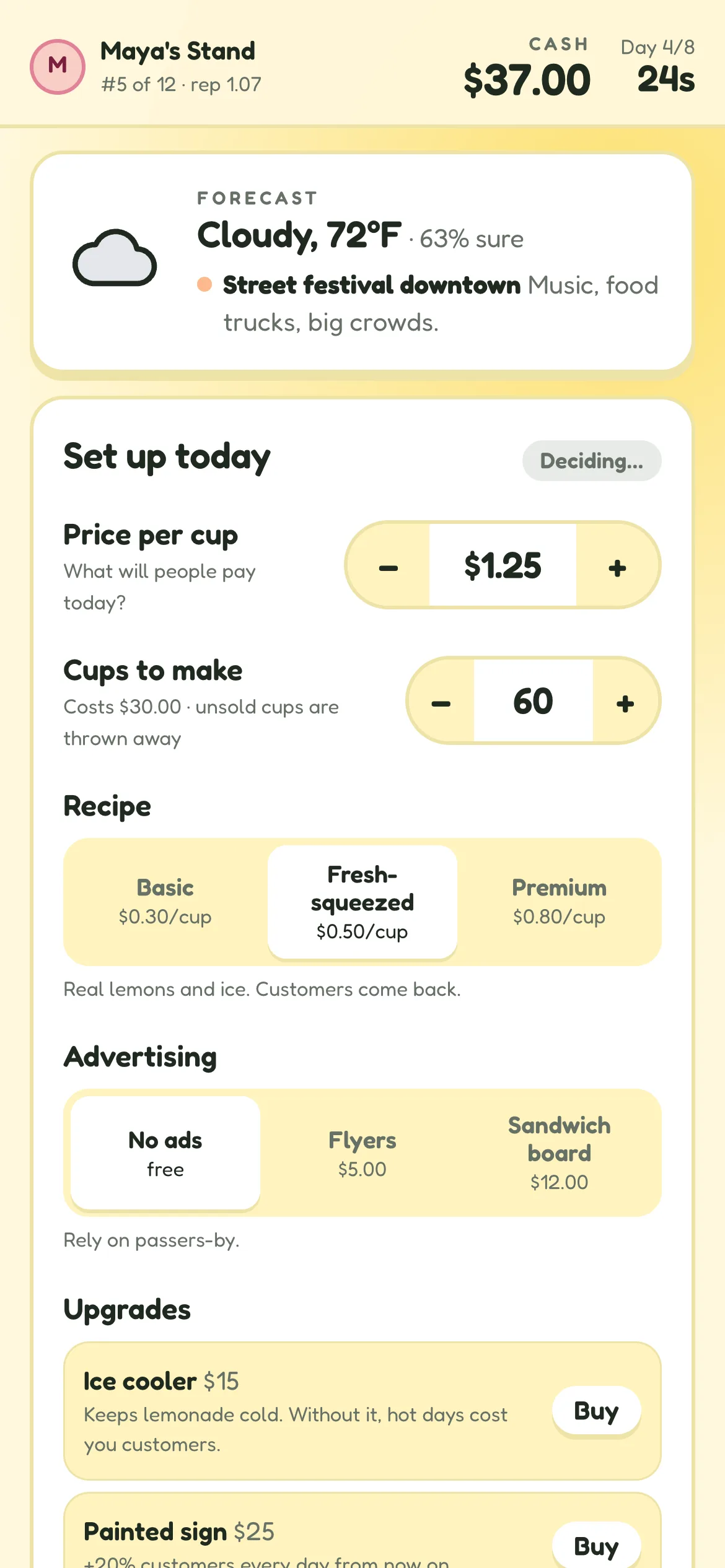 Lemonade Tycoon: a student's phone